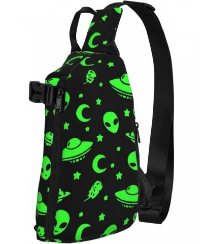 Crossbody Sling Backpack Alien-Funny-Spaceships-Planet Travel Hiking Chest Daypack One Strap Shoulder Bag $18.60 Crossbody Bags