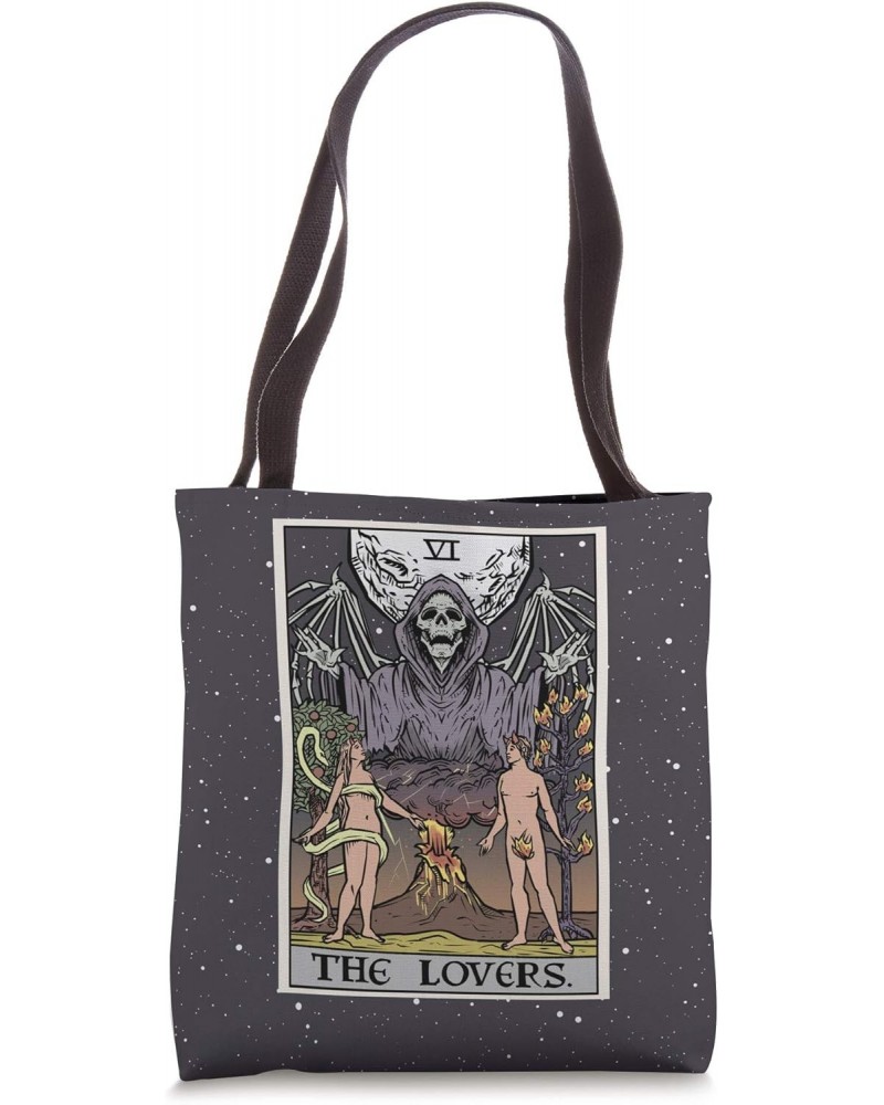 The Lovers Tarot Card Grim Reaper Halloween Gothic Horror Tote Bag $14.22 Totes