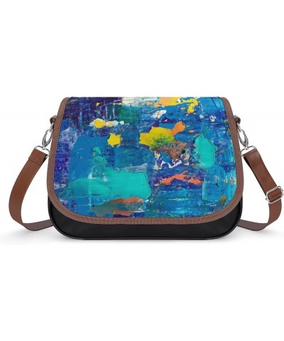 Leather Hobo Bags Women's Crossbody Shoulder Bag Classic City Top Handle Satchels Painting Graffiti Color6 $25.36 Hobo Bags