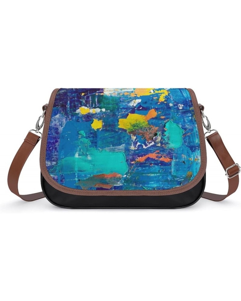 Leather Hobo Bags Women's Crossbody Shoulder Bag Classic City Top Handle Satchels Painting Graffiti Color6 $25.36 Hobo Bags