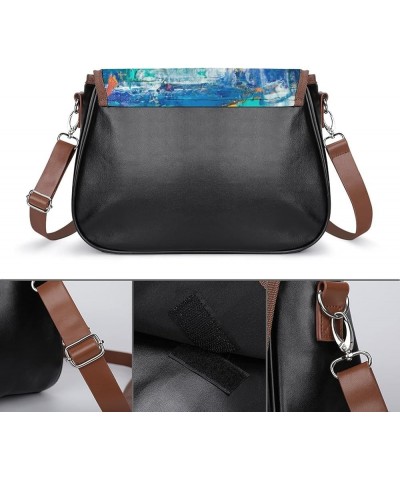 Leather Hobo Bags Women's Crossbody Shoulder Bag Classic City Top Handle Satchels Painting Graffiti Color6 $25.36 Hobo Bags