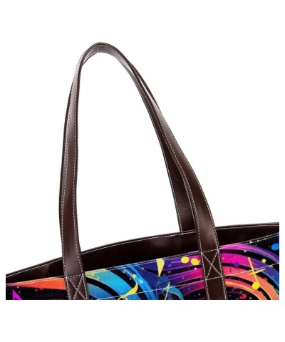 Musical Note Canvas Leather Mix Hand-Held Bag - 13.3x4.7x12.2 in - Stylish and Spacious! $26.39 Handbags