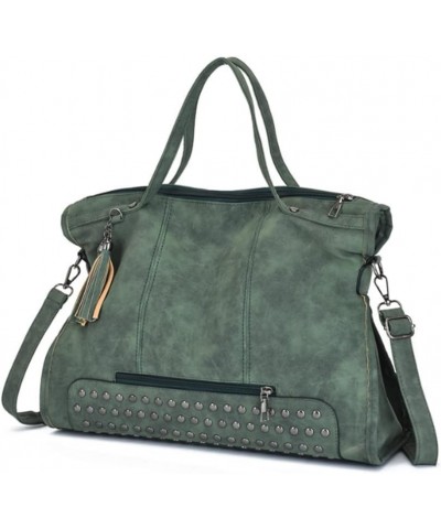 Women Tote Bag Frosted Handbag Large Capacity Shoulder Bags Rivet Satchel Purse Green $16.32 Satchels