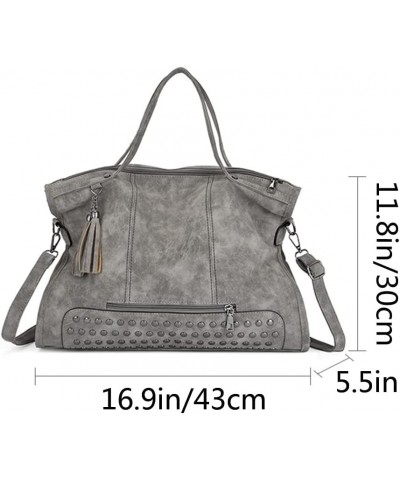 Women Tote Bag Frosted Handbag Large Capacity Shoulder Bags Rivet Satchel Purse Green $16.32 Satchels