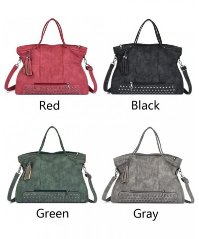 Women Tote Bag Frosted Handbag Large Capacity Shoulder Bags Rivet Satchel Purse Green $16.32 Satchels