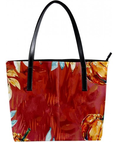 Tote Bags, Large Tote Bag, Tote Bag with Zipper, Pumpkin Thanksgiving Fall Leaves, Tote Bags Women Design 1363 $23.21 Totes