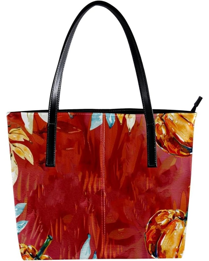 Tote Bags, Large Tote Bag, Tote Bag with Zipper, Pumpkin Thanksgiving Fall Leaves, Tote Bags Women Design 1363 $23.21 Totes