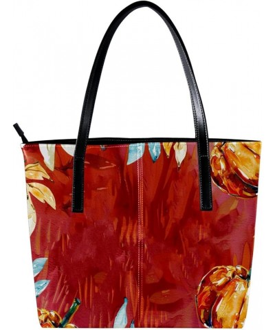 Tote Bags, Large Tote Bag, Tote Bag with Zipper, Pumpkin Thanksgiving Fall Leaves, Tote Bags Women Design 1363 $23.21 Totes