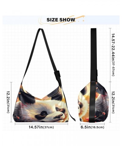 Hobo Handbag for Women Men Flowers Panda Spring Fashion Casual Shoulder Bag Purse Anime Artistic Leather Crossbody Bags Big C...