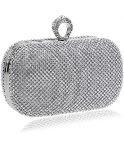 Rhinestone Evening Clutch Silver $23.19 Evening Bags