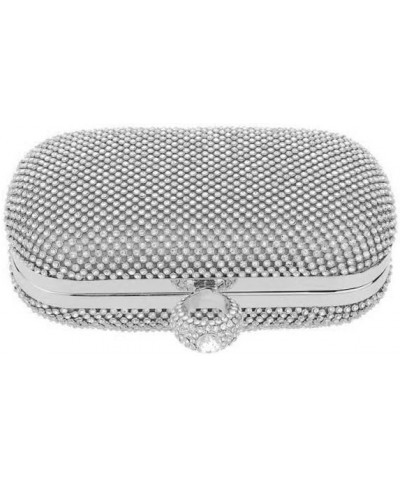 Rhinestone Evening Clutch Silver $23.19 Evening Bags