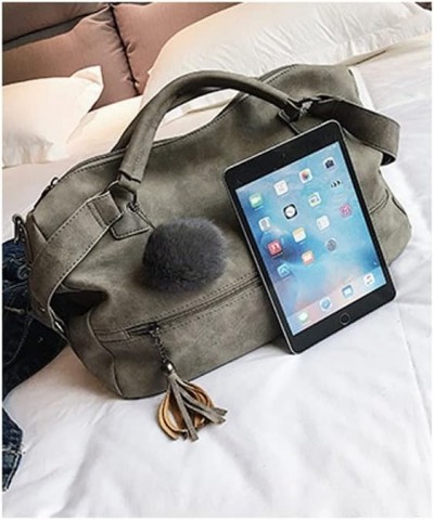 Women Handbag PU Leather Top Handle Handbag Shoulder Bag Messenger Bag with Fur Ball Accessories Black $22.69 Shoulder Bags