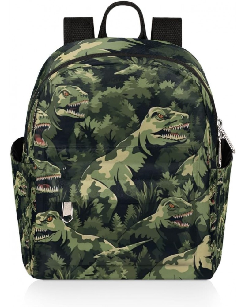 Camouflage Dinosaur Mini Backpack Purse for Women Girls, Abstract Animal Small Backpack Lightweight Casual Travel Bag Daypack...