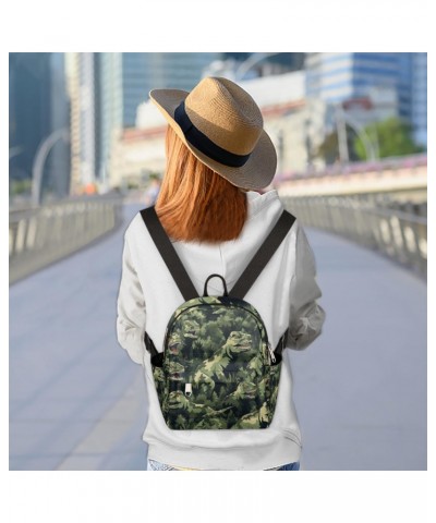 Camouflage Dinosaur Mini Backpack Purse for Women Girls, Abstract Animal Small Backpack Lightweight Casual Travel Bag Daypack...