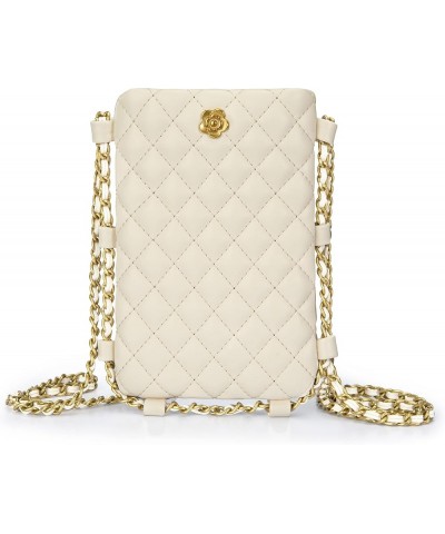 Small Crossbody Cell Phone Purse for Women Soft Chain Quilted Cellphone Wallet Bag A White $12.53 Crossbody Bags