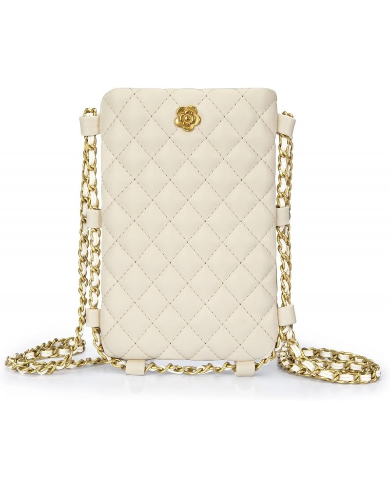 Small Crossbody Cell Phone Purse for Women Soft Chain Quilted Cellphone Wallet Bag A White $12.53 Crossbody Bags