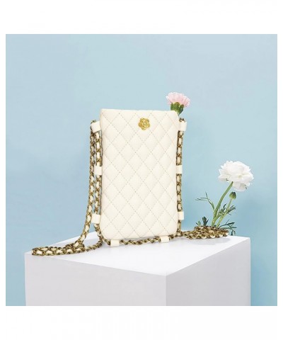 Small Crossbody Cell Phone Purse for Women Soft Chain Quilted Cellphone Wallet Bag A White $12.53 Crossbody Bags