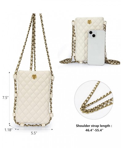 Small Crossbody Cell Phone Purse for Women Soft Chain Quilted Cellphone Wallet Bag A White $12.53 Crossbody Bags