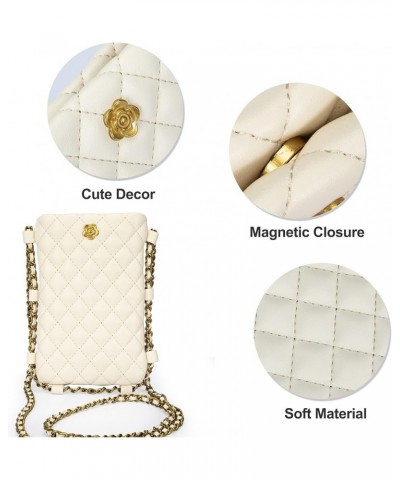 Small Crossbody Cell Phone Purse for Women Soft Chain Quilted Cellphone Wallet Bag A White $12.53 Crossbody Bags