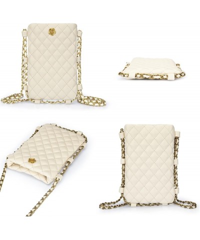 Small Crossbody Cell Phone Purse for Women Soft Chain Quilted Cellphone Wallet Bag A White $12.53 Crossbody Bags