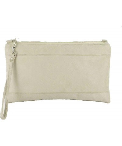 Womens Divine Faux Suede Clutch/Shoulder/Crossbody/Wristlet Bag Size Large Ivory $27.02 Clutches