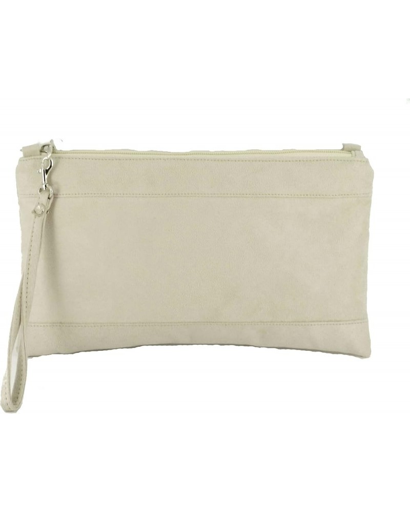 Womens Divine Faux Suede Clutch/Shoulder/Crossbody/Wristlet Bag Size Large Ivory $27.02 Clutches