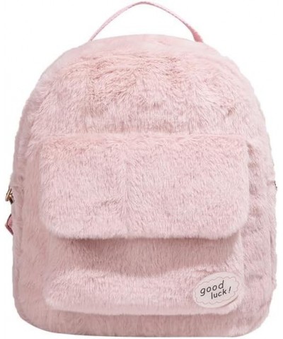 Cute Mini Backpacks for Women Female Preppy Style Plush Backpack Women Solid Color Mini Rucksacks (Black) Pink $11.61 Backpacks