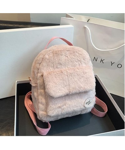 Cute Mini Backpacks for Women Female Preppy Style Plush Backpack Women Solid Color Mini Rucksacks (Black) Pink $11.61 Backpacks