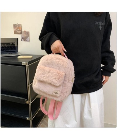 Cute Mini Backpacks for Women Female Preppy Style Plush Backpack Women Solid Color Mini Rucksacks (Black) Pink $11.61 Backpacks