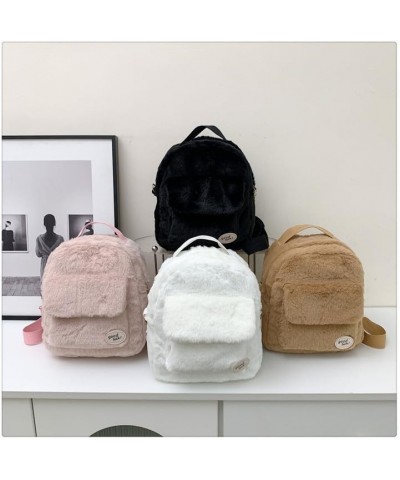 Cute Mini Backpacks for Women Female Preppy Style Plush Backpack Women Solid Color Mini Rucksacks (Black) Pink $11.61 Backpacks