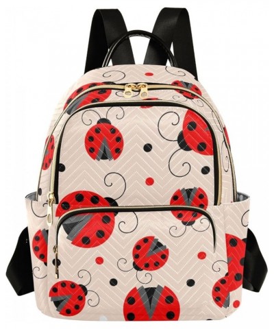 Ladybug Black Polka Dot Backpack Purse for Women Lightweight Back Pack Casual Daypack Travel Shoulder Bag Bookbag - S Small M...