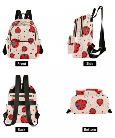 Ladybug Black Polka Dot Backpack Purse for Women Lightweight Back Pack Casual Daypack Travel Shoulder Bag Bookbag - S Small M...