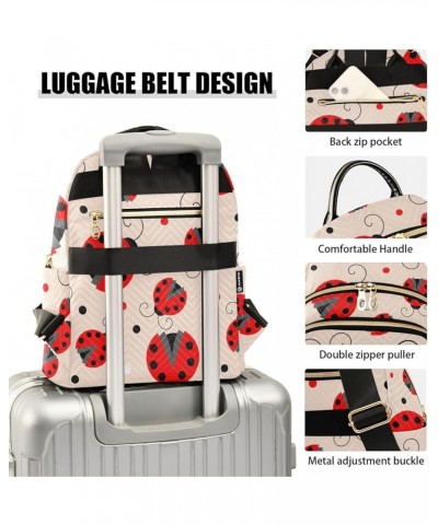 Ladybug Black Polka Dot Backpack Purse for Women Lightweight Back Pack Casual Daypack Travel Shoulder Bag Bookbag - S Small M...