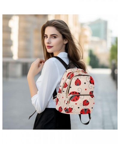 Ladybug Black Polka Dot Backpack Purse for Women Lightweight Back Pack Casual Daypack Travel Shoulder Bag Bookbag - S Small M...