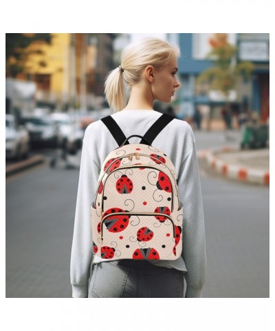 Ladybug Black Polka Dot Backpack Purse for Women Lightweight Back Pack Casual Daypack Travel Shoulder Bag Bookbag - S Small M...