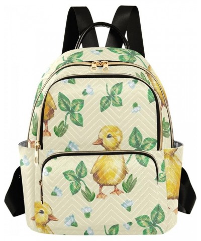 Backpack Purse for Women Cute Duckling Watercolor, Mini Fashion Backpack Spring Leaves Lightweight Casual Daypack Shoulder Ba...