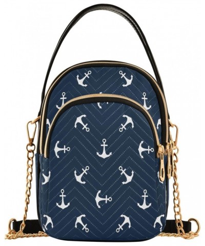 Nautical Ocean Sea Anchor Blue Small Chain Crossbody Travel Bag Handbag Cell Phone Purse for Women $12.76 Crossbody Bags