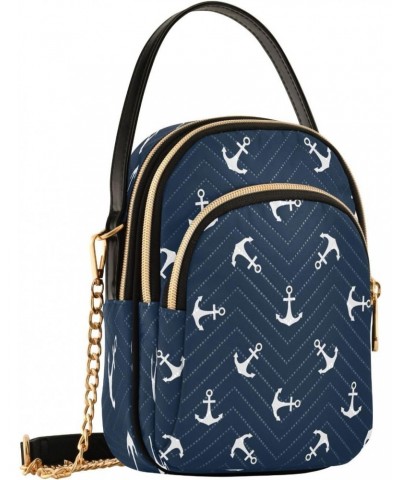 Nautical Ocean Sea Anchor Blue Small Chain Crossbody Travel Bag Handbag Cell Phone Purse for Women $12.76 Crossbody Bags