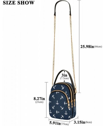 Nautical Ocean Sea Anchor Blue Small Chain Crossbody Travel Bag Handbag Cell Phone Purse for Women $12.76 Crossbody Bags