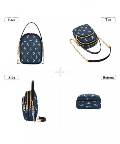 Nautical Ocean Sea Anchor Blue Small Chain Crossbody Travel Bag Handbag Cell Phone Purse for Women $12.76 Crossbody Bags