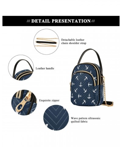 Nautical Ocean Sea Anchor Blue Small Chain Crossbody Travel Bag Handbag Cell Phone Purse for Women $12.76 Crossbody Bags