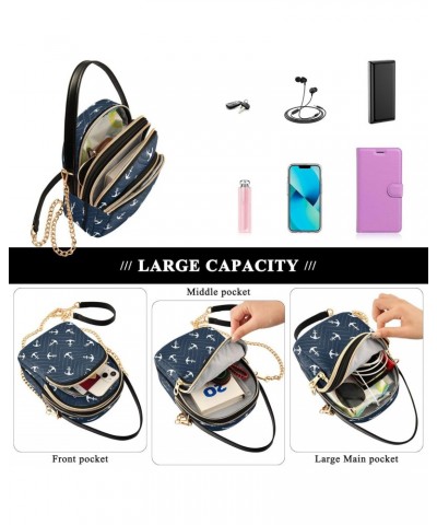 Nautical Ocean Sea Anchor Blue Small Chain Crossbody Travel Bag Handbag Cell Phone Purse for Women $12.76 Crossbody Bags