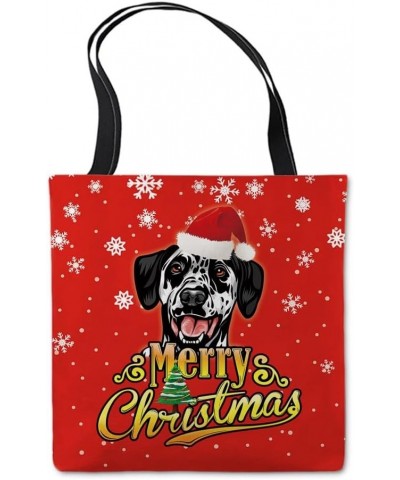 Merry Christmas Canvas Tote Bag Cockapoo Dog Tote Handbag Gift for Dog Lovers Red Dalmatian 1 $10.59 Totes