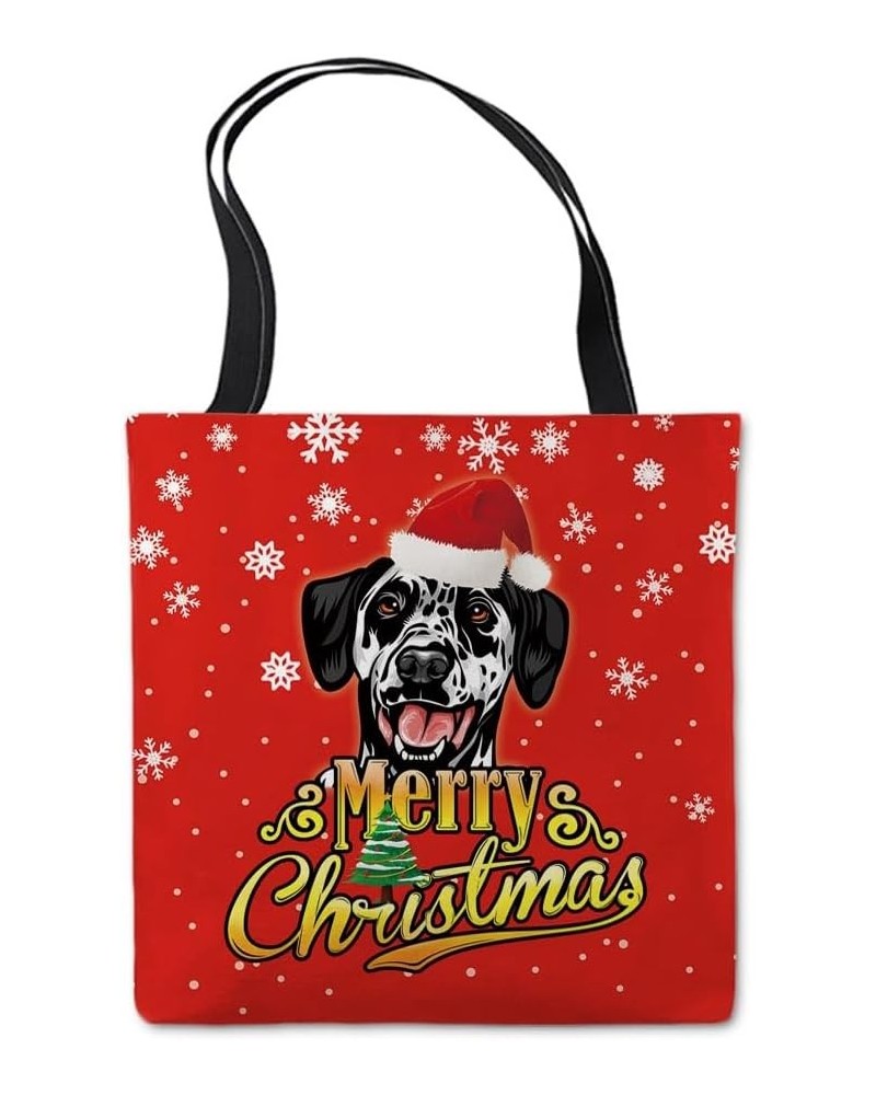 Merry Christmas Canvas Tote Bag Cockapoo Dog Tote Handbag Gift for Dog Lovers Red Dalmatian 1 $10.59 Totes