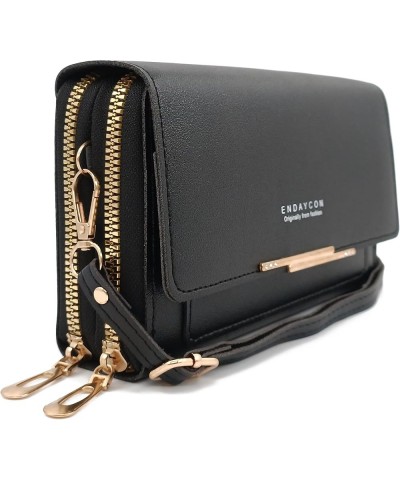 Crossbody Handbag for Women PU Leather Bag Black 02 $8.74 Crossbody Bags