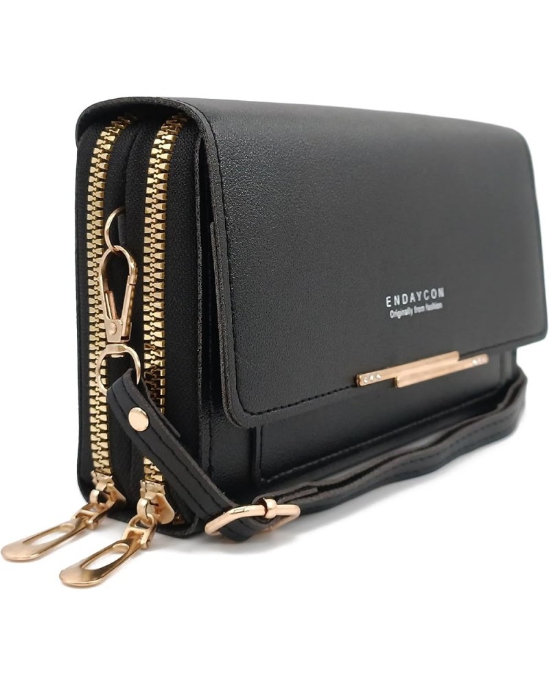 Crossbody Handbag for Women PU Leather Bag Black 02 $8.74 Crossbody Bags