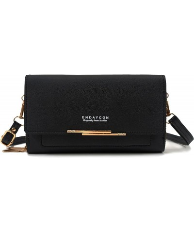 Crossbody Handbag for Women PU Leather Bag Black 02 $8.74 Crossbody Bags