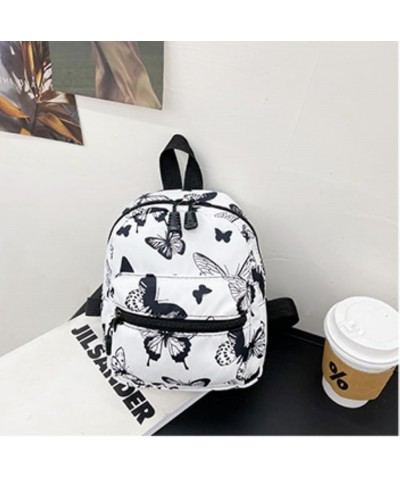 Cute Mini Backpacks for Women Nylon Female Bag Animal Printing Small Feminina Backpack Knapsack (White Butterfly) White Butte...