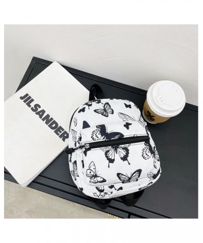 Cute Mini Backpacks for Women Nylon Female Bag Animal Printing Small Feminina Backpack Knapsack (White Butterfly) White Butte...