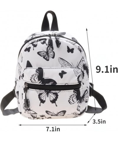 Cute Mini Backpacks for Women Nylon Female Bag Animal Printing Small Feminina Backpack Knapsack (White Butterfly) White Butte...